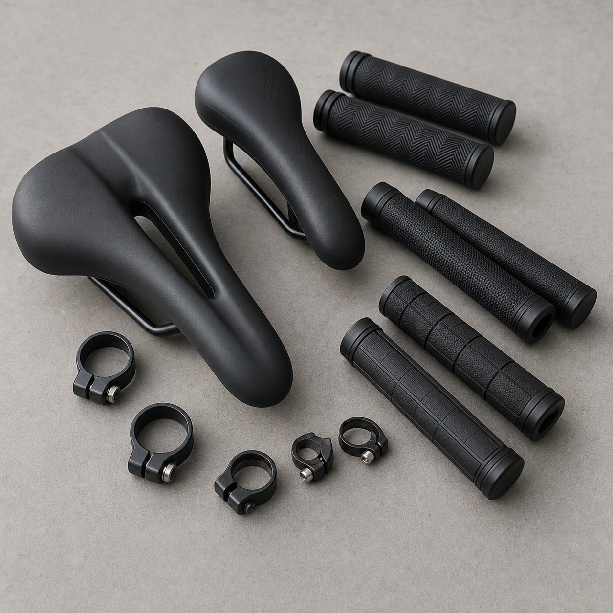 Bicycle saddles and handlebar grips