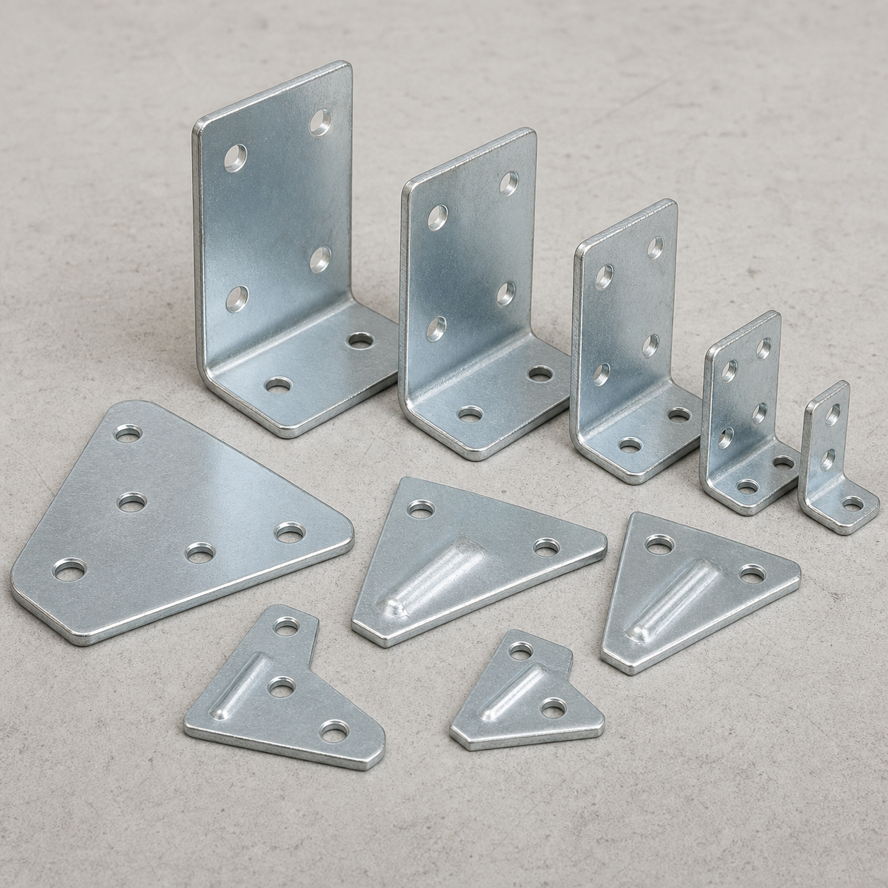 Metal L brackets and corner braces